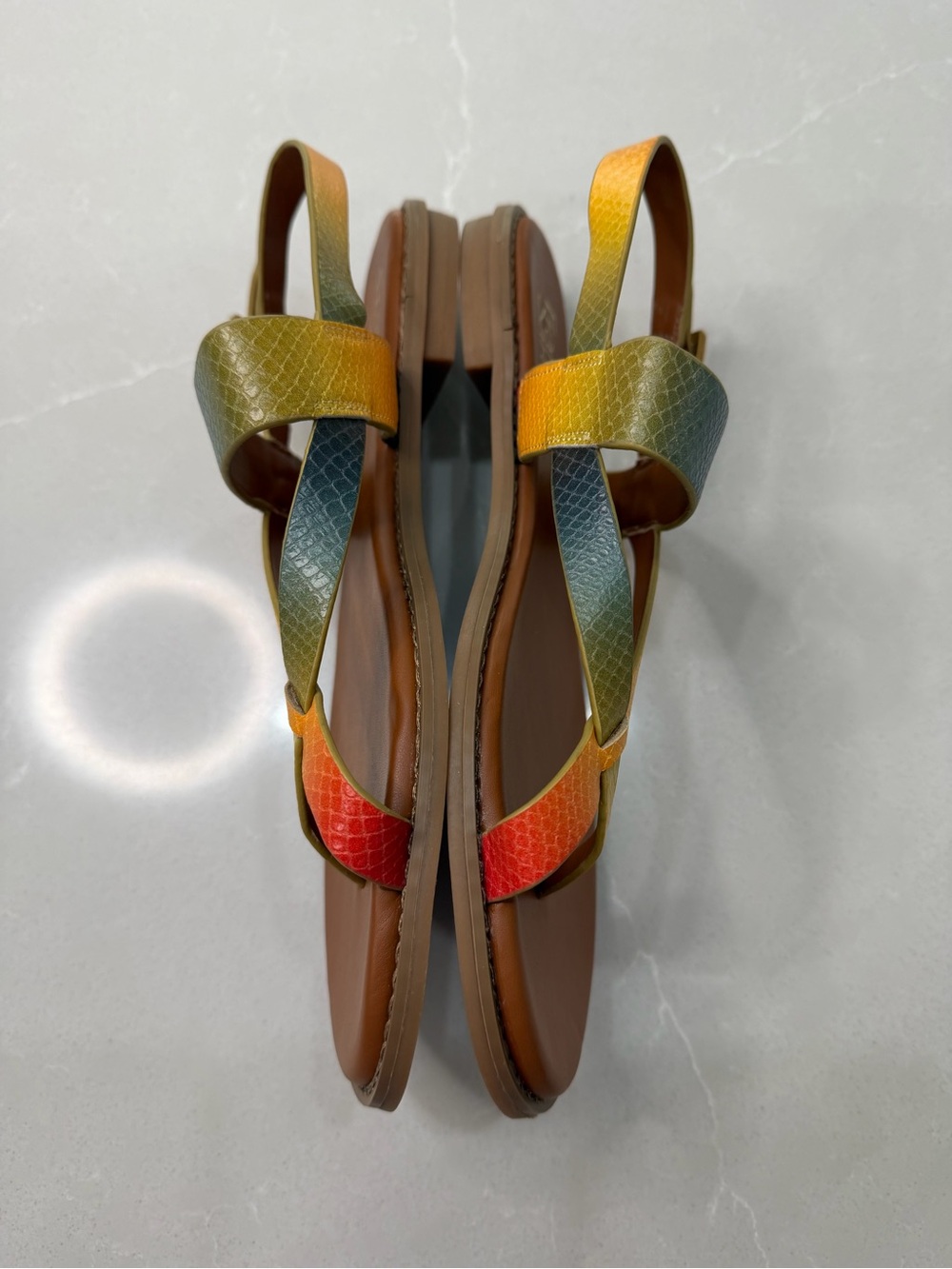 Franco Sarto Gabby Flat Sandal Multi Snake Print 9M Crisscross Strappy - Picture 9 of 12